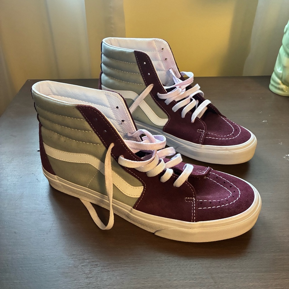 Vans Burgundy/Gray Old School High-Top Sneakers